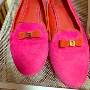 Tory Burch Pink/Orange Bow Flats